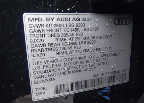 2025 Audi Q7 Premium 45 Tfsi Quattro Tiptronic z USA, uszkodzony, nr VIN WA1ACBF75SD002327